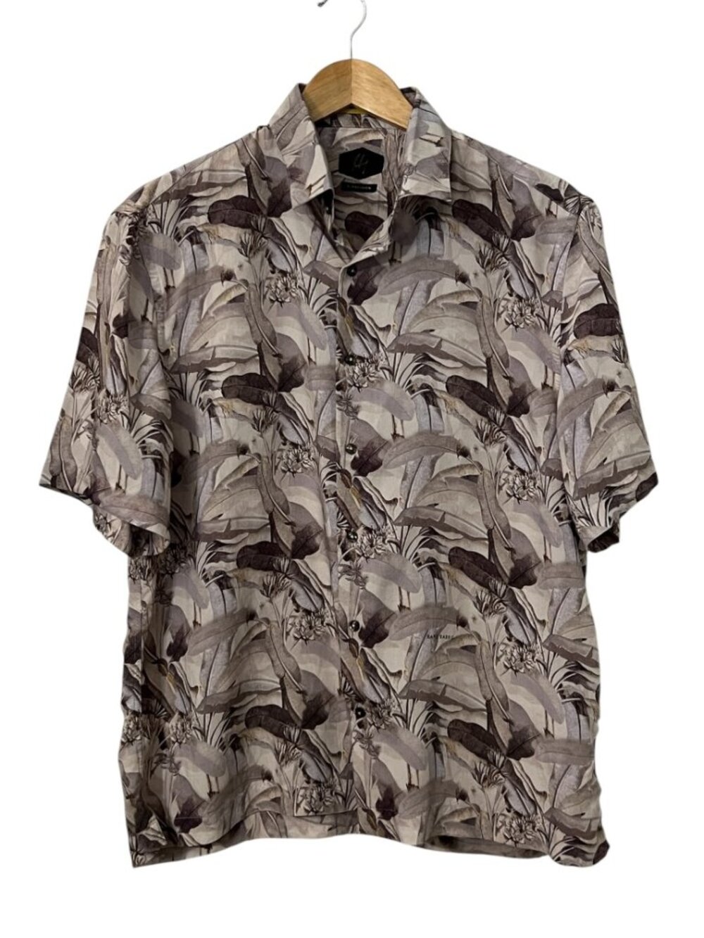 Rare Rabbit Mens Tropical Hawaiian Camp Shirt Leaf Print Viscose Button Up M